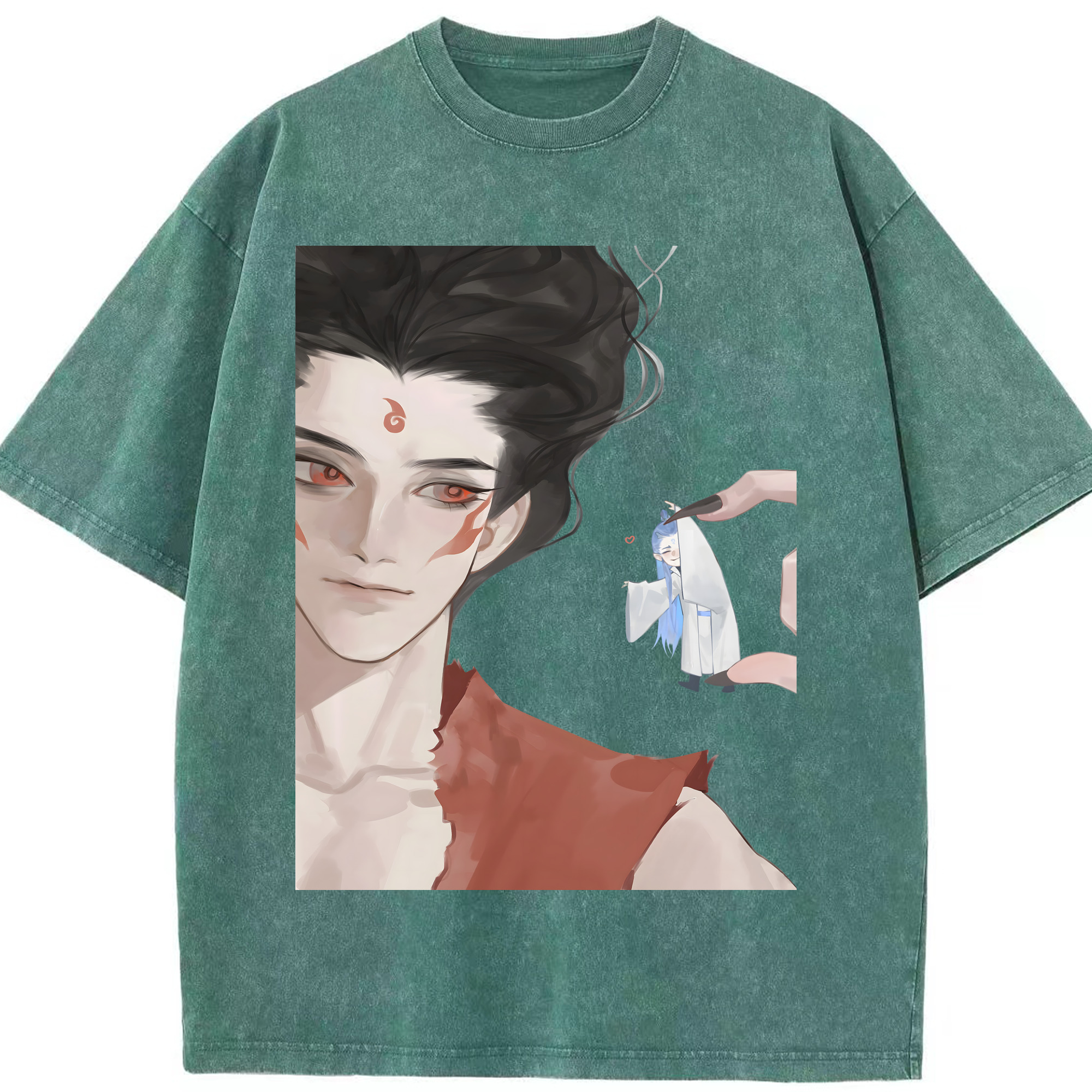 （画像用） Ne Zha 2 ナタ 魔童の大暴れ 綿100% ヴィンテージ風 半袖Tシャツ（フロントプリント）